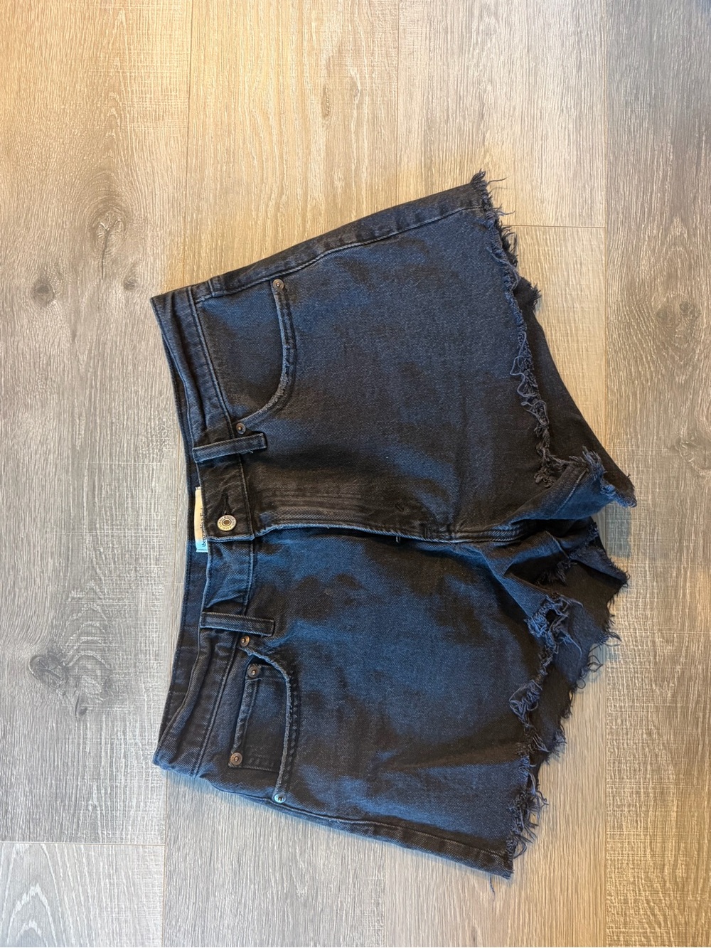 Abercrombie & Fitch Black Frayed Hem High-Rise Denim Shorts